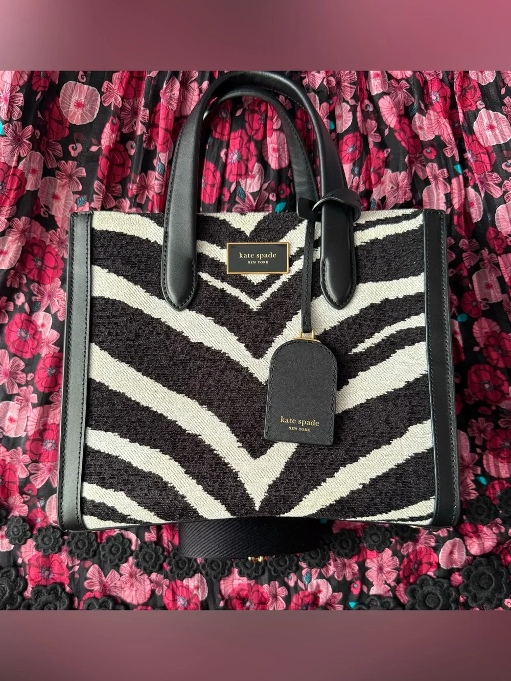 Kate Spade Manhattan Bold Zebra Boucle Jacquard Small Tote Bag